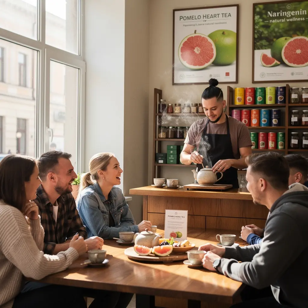 Naringenino molekulės iliustracija, kuri padeda subalansuoti kraujospūdį ir gerina savijautą.