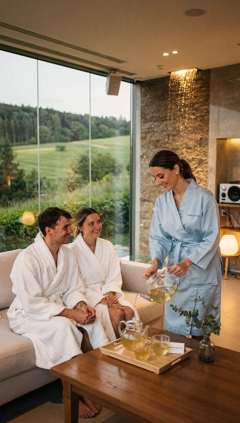 Vyras, mėgaujantis pomelo arbata, atsipalaiduoja saulėtoje terasoje.